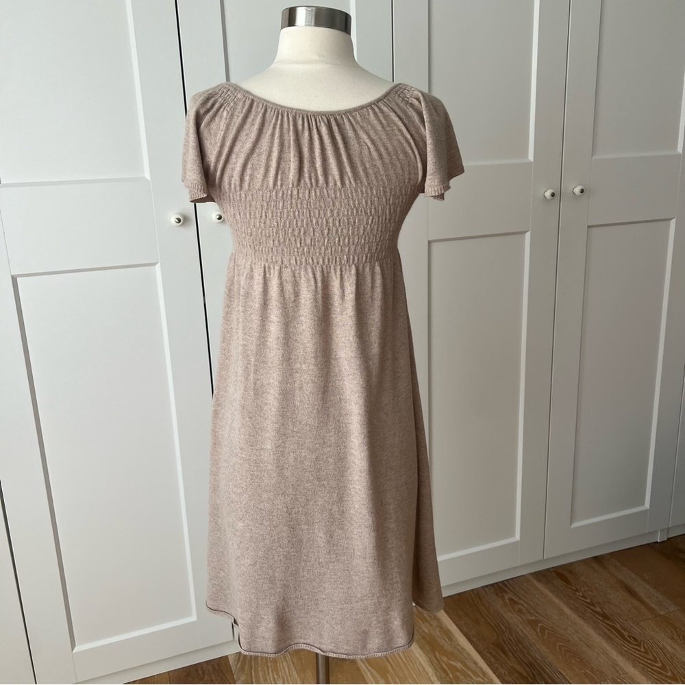 ANTHROPOLOGIE Moth Cashmere Smocked Short Sleeve Babydoll Sweater Dress XSmall - Picture 6 of 10